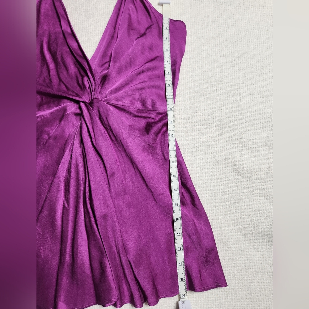 Zara Vibrant Purple Camisole Top With Satin Knot Twist Front Size Lg - Picture 9 of 10